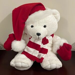 Vintage Dan Dee Collectors Choice 21” White w/  Red Accents Holiday Teddy Bear.